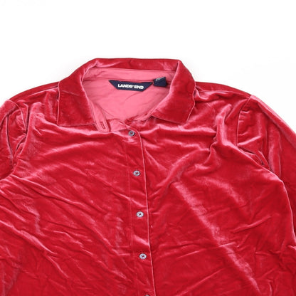 Close-up detail of lands end women’s red solid top pyjama top, size S