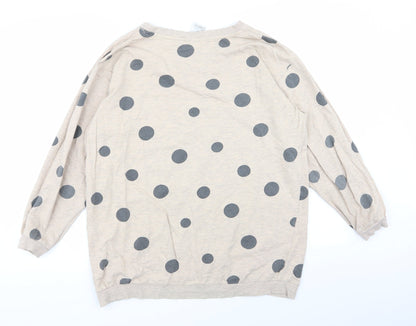 H&M Womens Beige Polka Dot  Pullover Jumper Size M
