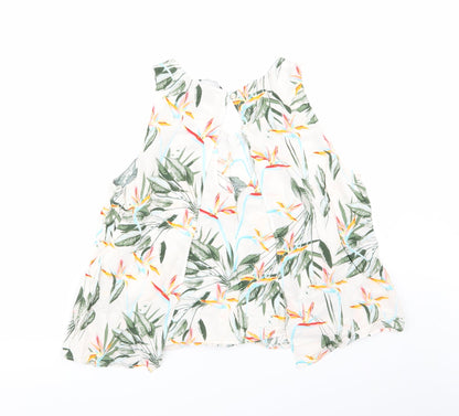 Back view of Only women’s white floral basic blouse, size UK 10