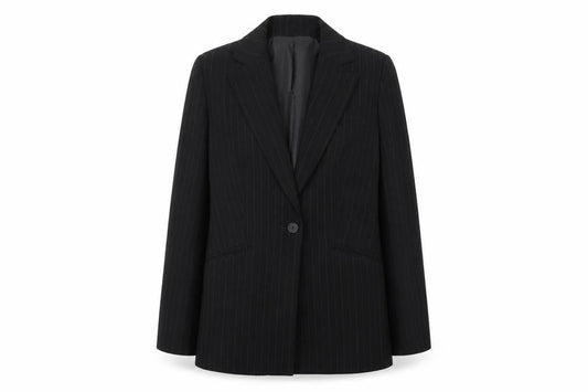 Klass Womens Black Striped  Jacket Blazer Size 10