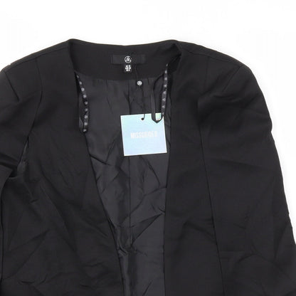 Close-up detail of Missguided women’s black jacket blazer, size UK 10