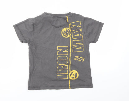 Back view of AVENGERS boys’ grey basic t-shirt, size 5, years