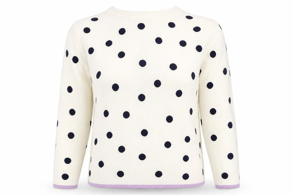 Marks & Spencer Womens White Polka Dot Knit Pullover Jumper Size 6