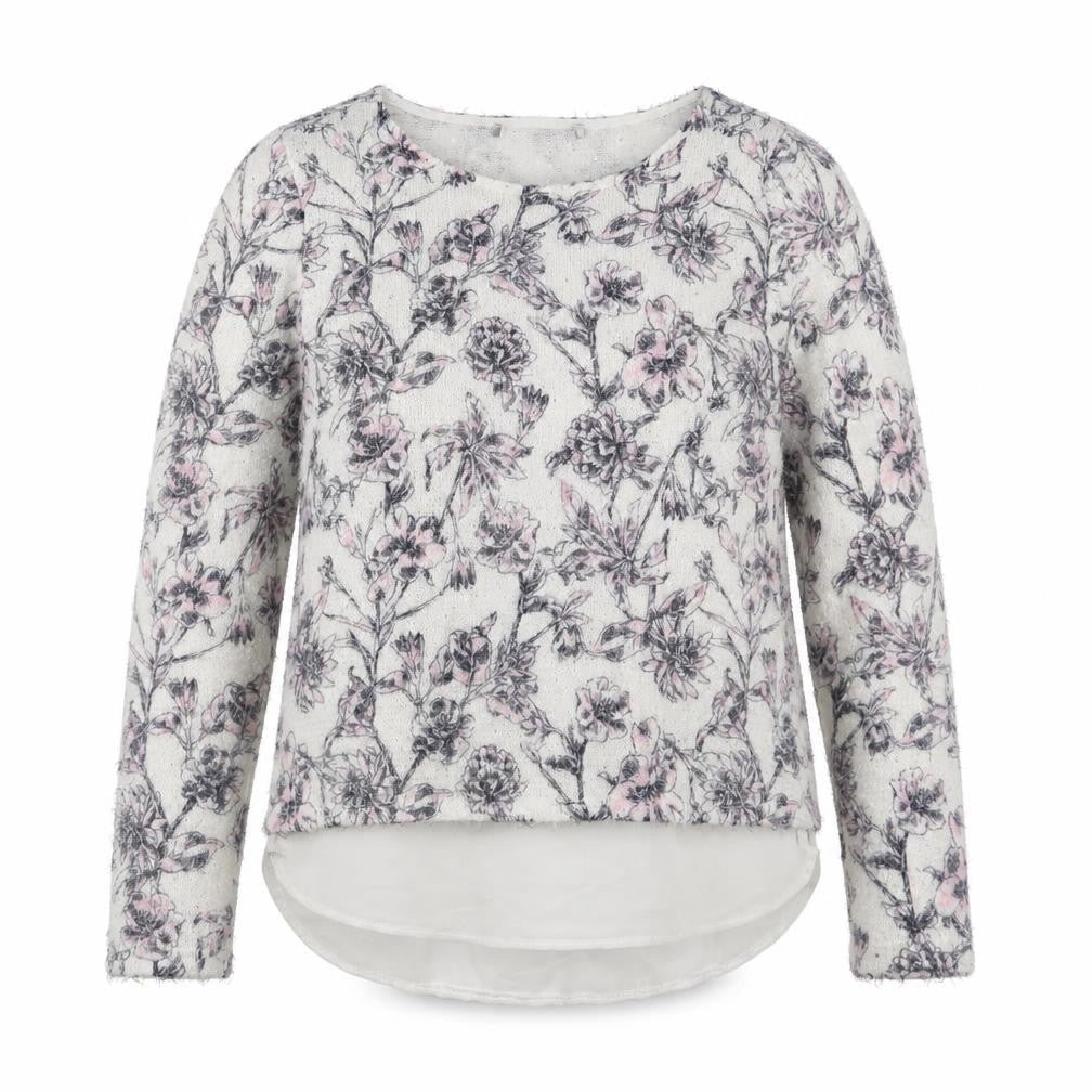 George Womens White Floral Knit Pullover Jumper Size 10