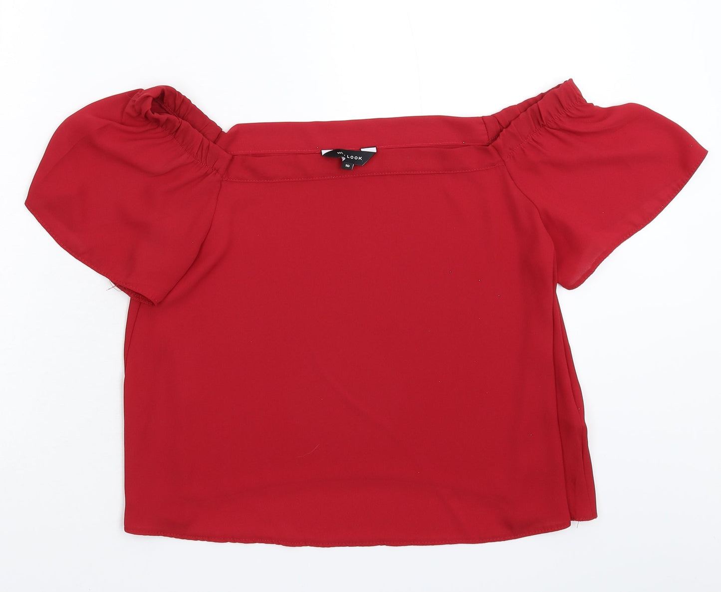 New Look Womens Red  Satin Basic Blouse Size 10