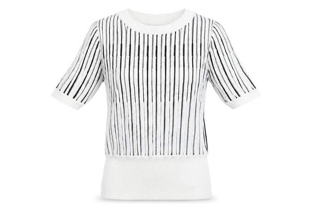 Marks & Spencer Womens White Striped Knit Pullover Jumper Size 6