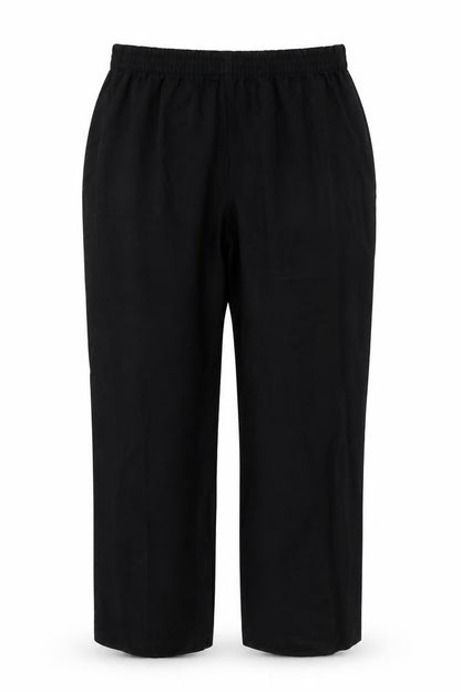 Front view of Papaya women’s black herringbone trousers, size UK 10, 25-inch leg