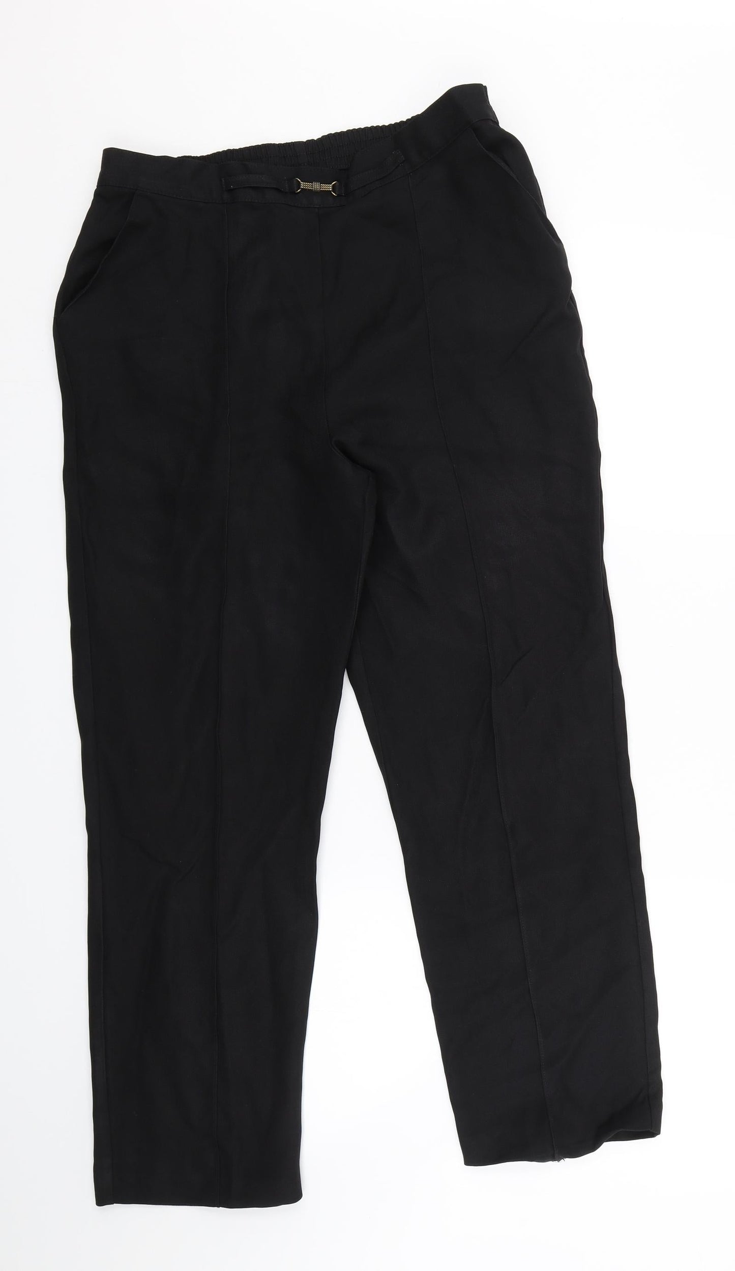 Papaya Womens Black Herringbone  Trousers  Size 10 L25 in