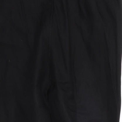 Close-up detail of Papaya women’s black herringbone trousers, size UK 10, 25-inch leg