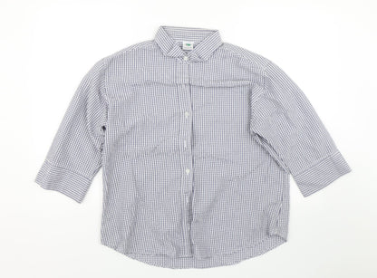 Genoville Mens Blue Check   Button-Up Size L