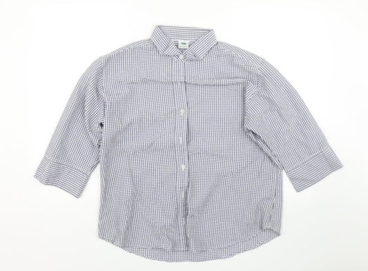 Genoville Mens Blue Check   Button-Up Size L