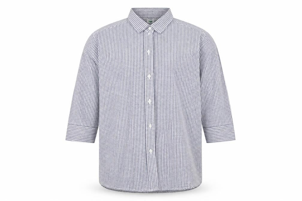 Genoville Mens Blue Check   Button-Up Size L