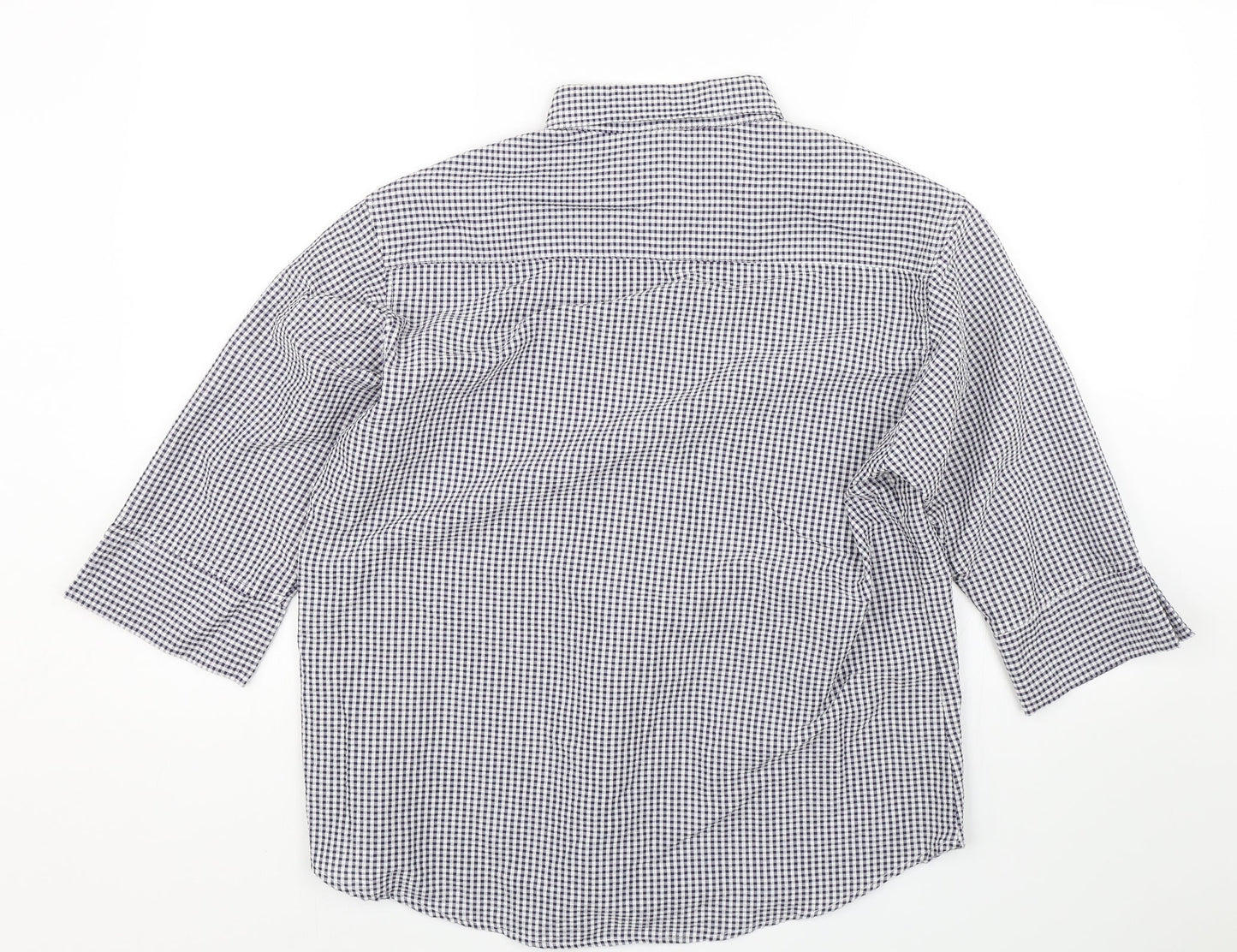 Genoville Mens Blue Check   Button-Up Size L