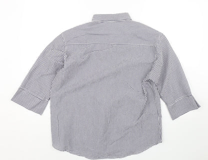 Genoville Mens Blue Check   Button-Up Size L