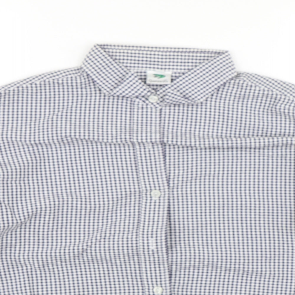 Genoville Mens Blue Check   Button-Up Size L