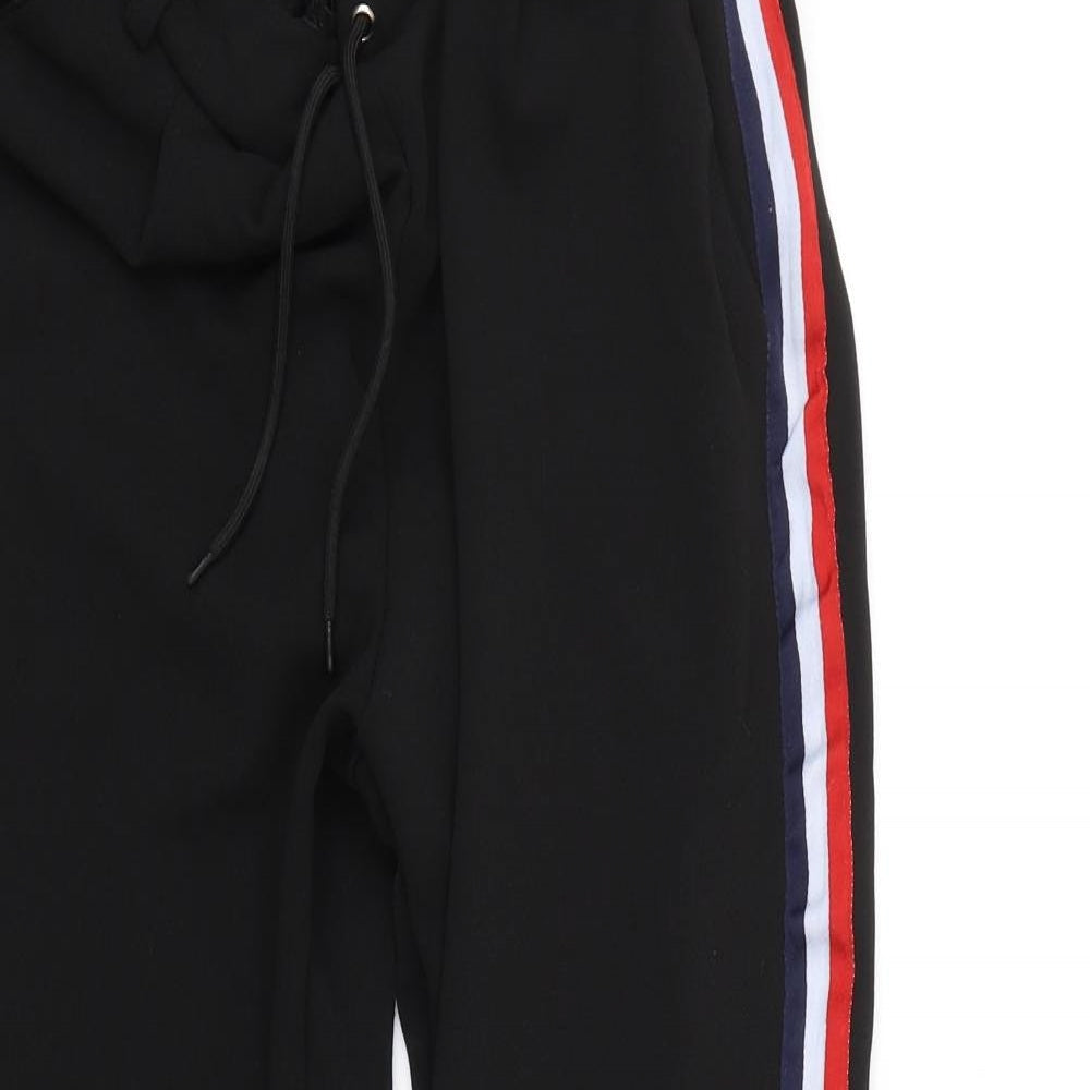 Miss Empire Womens Black Striped  Capri Trousers Size M L24 in
