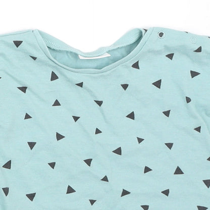 Close-up detail of Next girls’ blue basic t-shirt, size 6-9, months