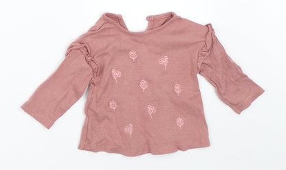 Additional front view of George girls’ pink basic t-shirt, size 3-6, months
