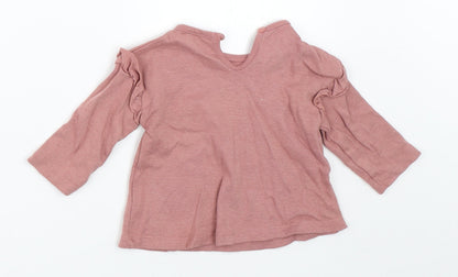 Back view of George girls’ pink basic t-shirt, size 3-6, months