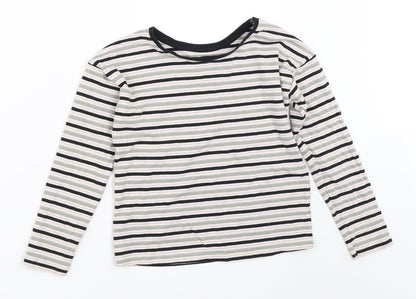 Additional front view of Tu girls’ grey striped basic t-shirt, size 8, years