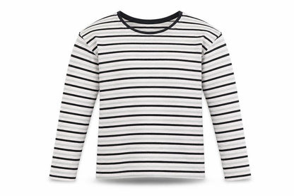 Front view of Tu girls’ grey striped basic t-shirt, size 8, years