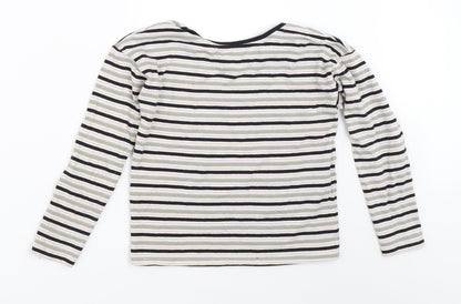 Back view of Tu girls’ grey striped basic t-shirt, size 8, years