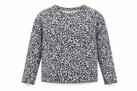 Tu Girls Black Floral  Basic T-Shirt Size 8 Years