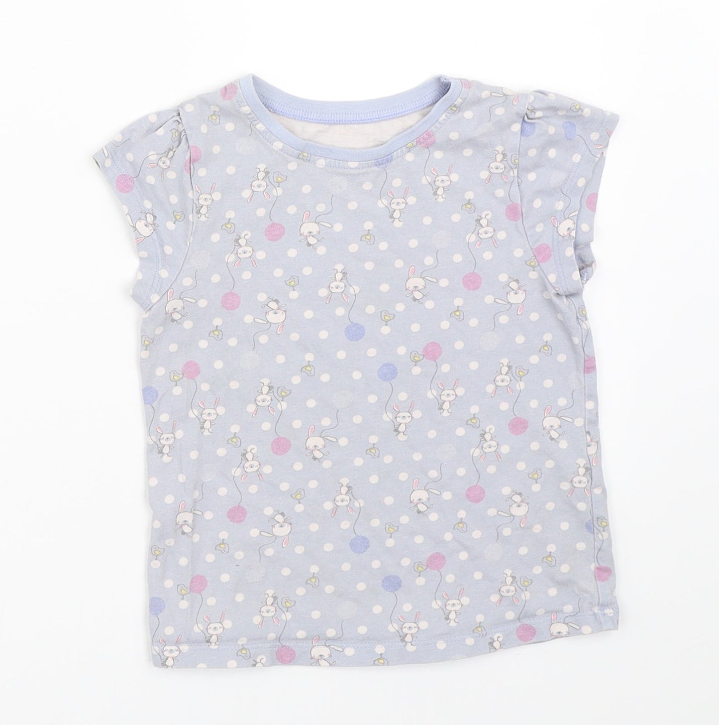 George Girls Blue Polka Dot  Basic T-Shirt Size 3-4 Years