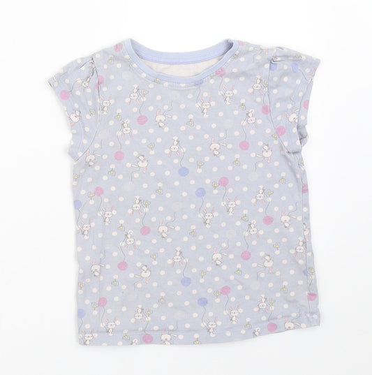 George Girls Blue Polka Dot  Basic T-Shirt Size 3-4 Years