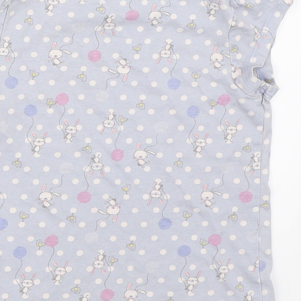 George Girls Blue Polka Dot  Basic T-Shirt Size 3-4 Years