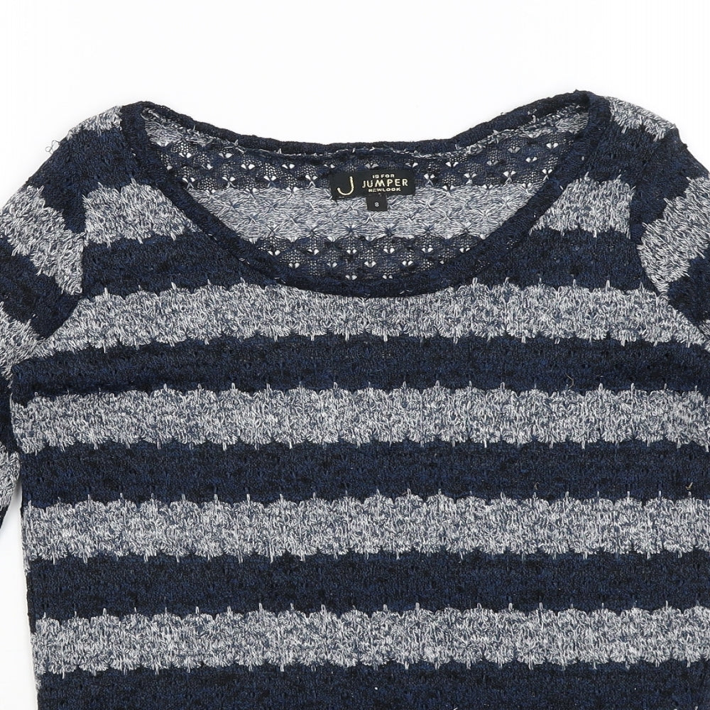 New Look Womens Blue Striped  Pullover Jumper Size 8
