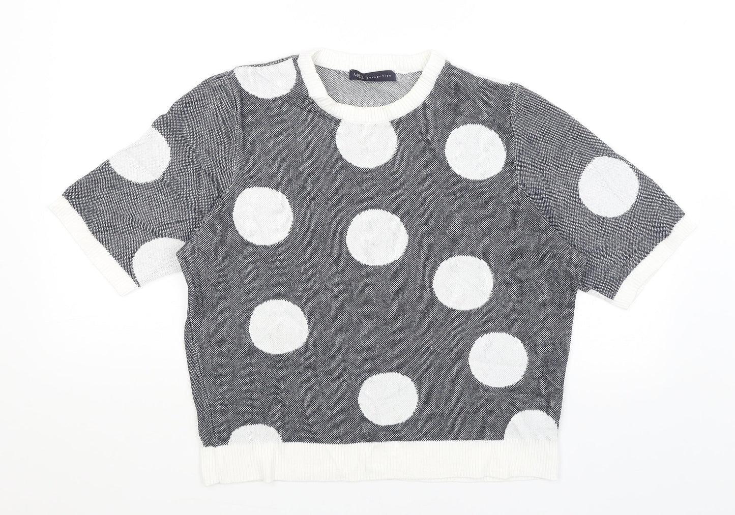 M&S Womens Blue Polka Dot  Pullover Jumper Size 18