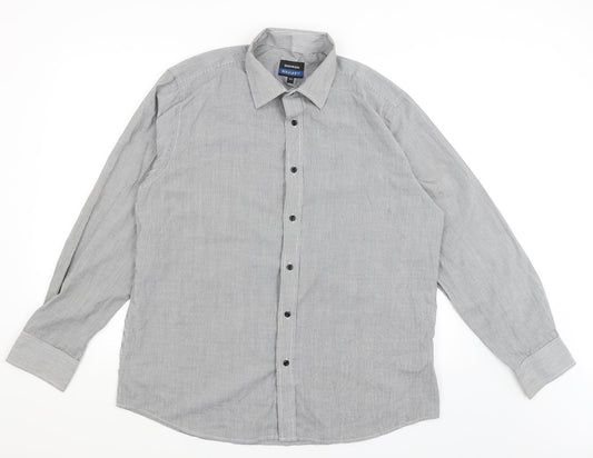 Greenwoods Mens Grey Striped   Dress Shirt Size 16.5