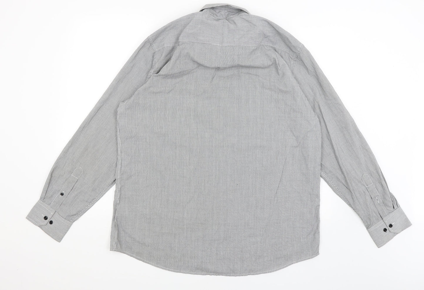 Greenwoods Mens Grey Striped   Dress Shirt Size 16.5