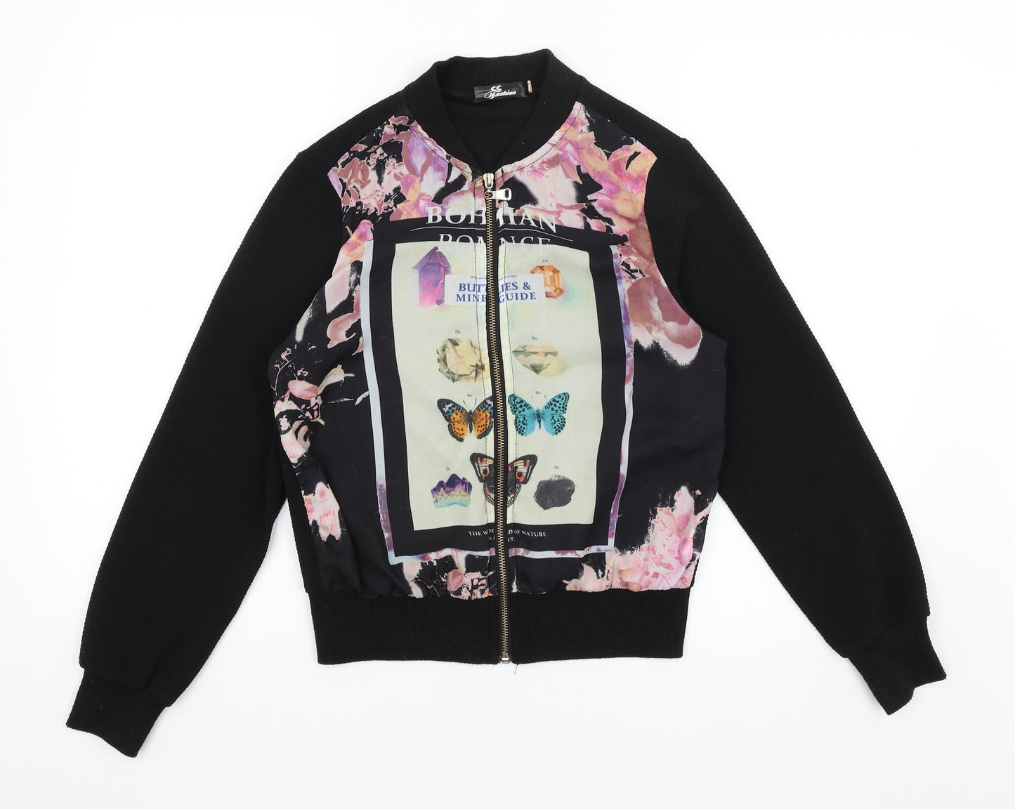 CC Fashion Womens Black   Full Zip Jumper Size S