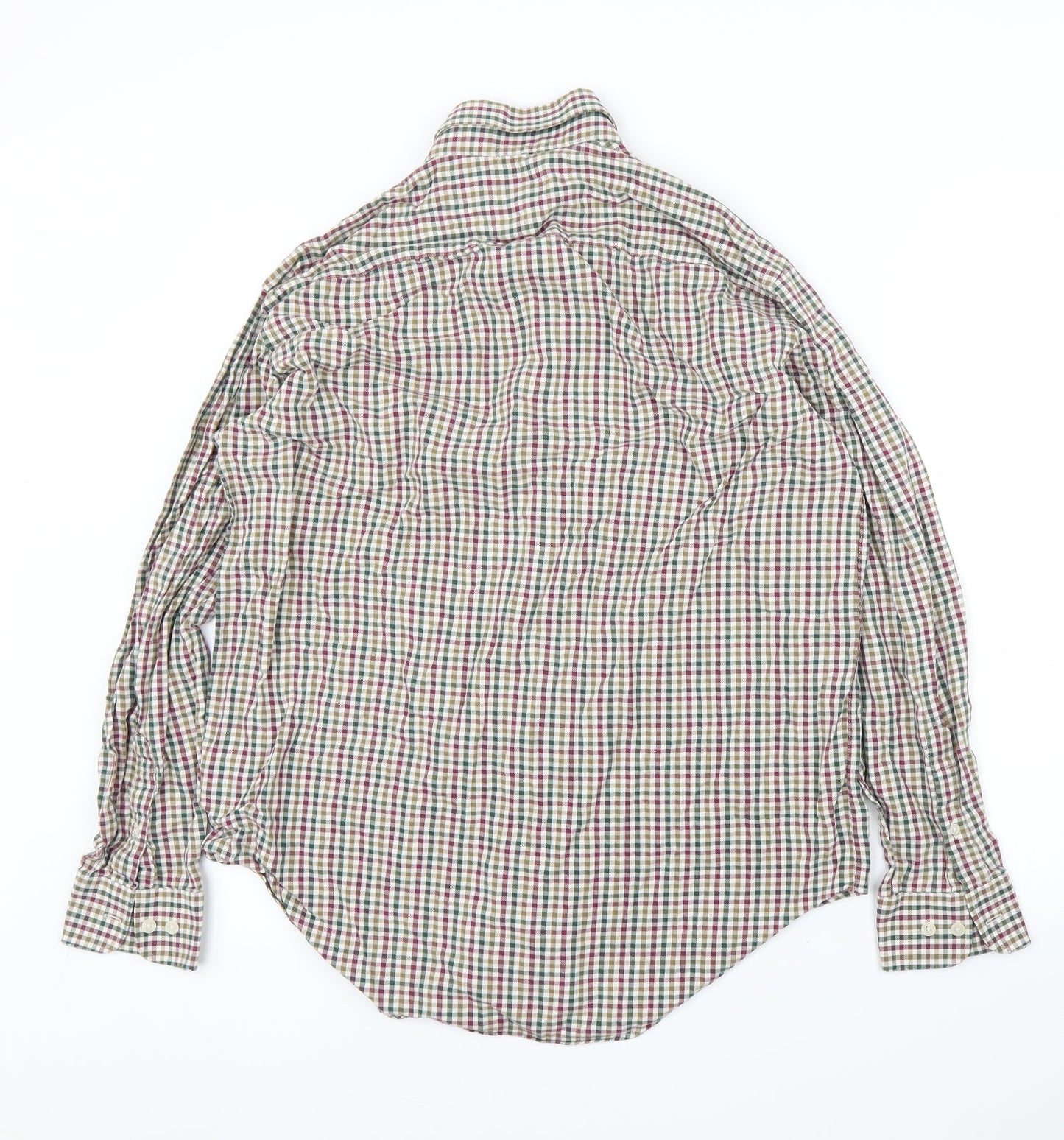 John Lewis Mens Beige Plaid   Button-Up Size 16