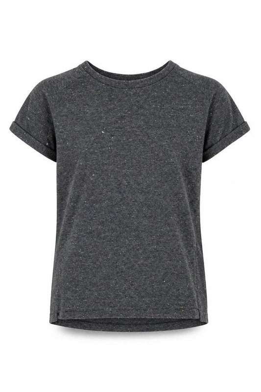 Front view of Young Dimension girls’ grey basic t-shirt, size 7-8, years