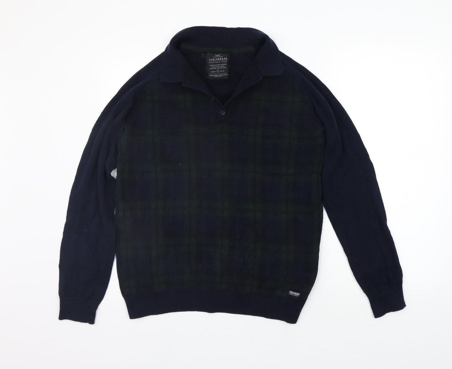 THREADABLE Mens Blue Fair Isle  Pullover Jumper Size L