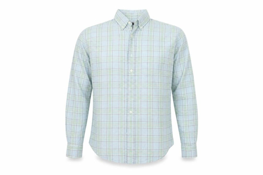 st Michael Mens Green Check   Button-Up Size M