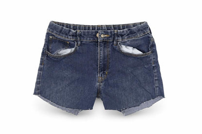 Front view of &DENIM girls’ blue chino shorts, size 15, years