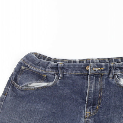 Close-up detail of &DENIM girls’ blue chino shorts, size 15, years