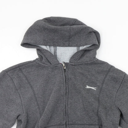 Close-up detail of Slazenger girls’ grey jacket coat, size 9-10, years