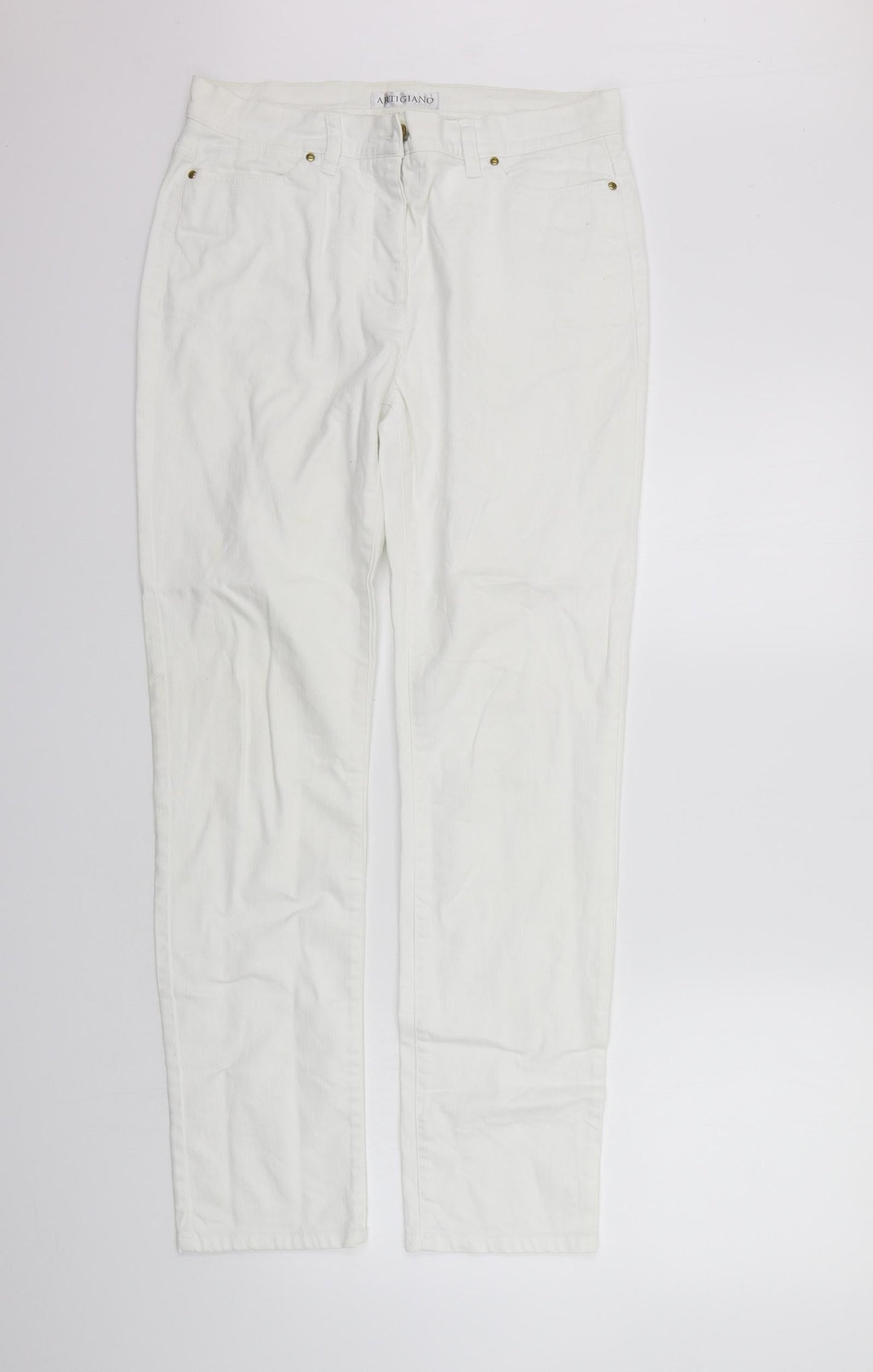 Artigiano Womens Silver   Trousers  Size 12 L29 in