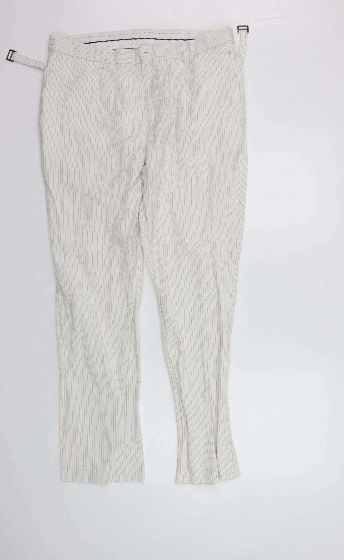 deniem co Womens White Striped  Trousers  Size 33 in L29 in