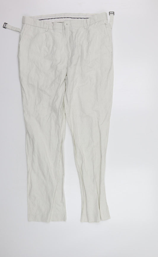deniem co Womens White Striped  Trousers  Size 33 in L29 in