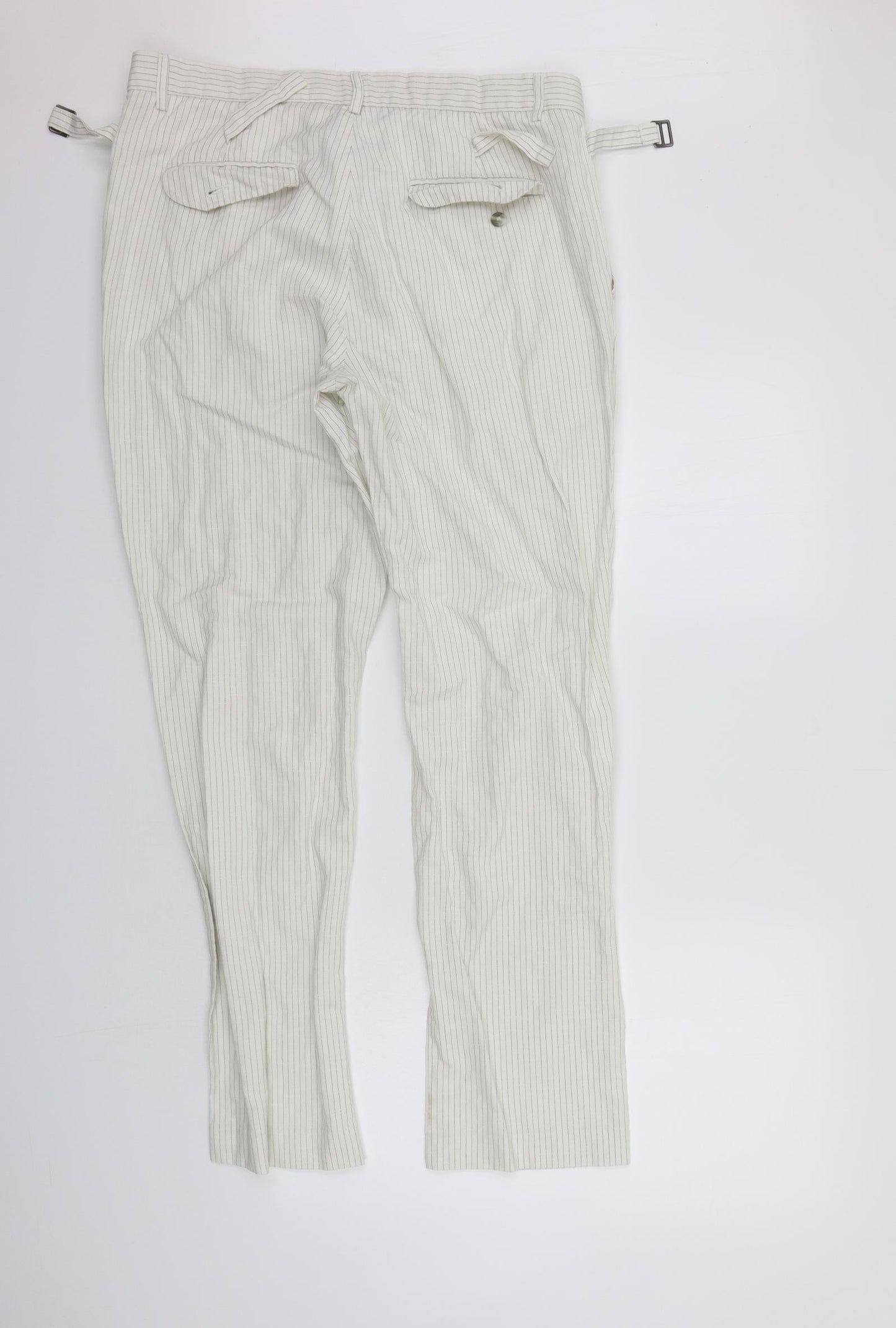 deniem co Womens White Striped  Trousers  Size 33 in L29 in