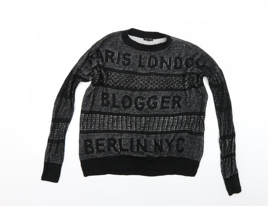 River Island Womens Black   Pullover Jumper Size S  - Paris London