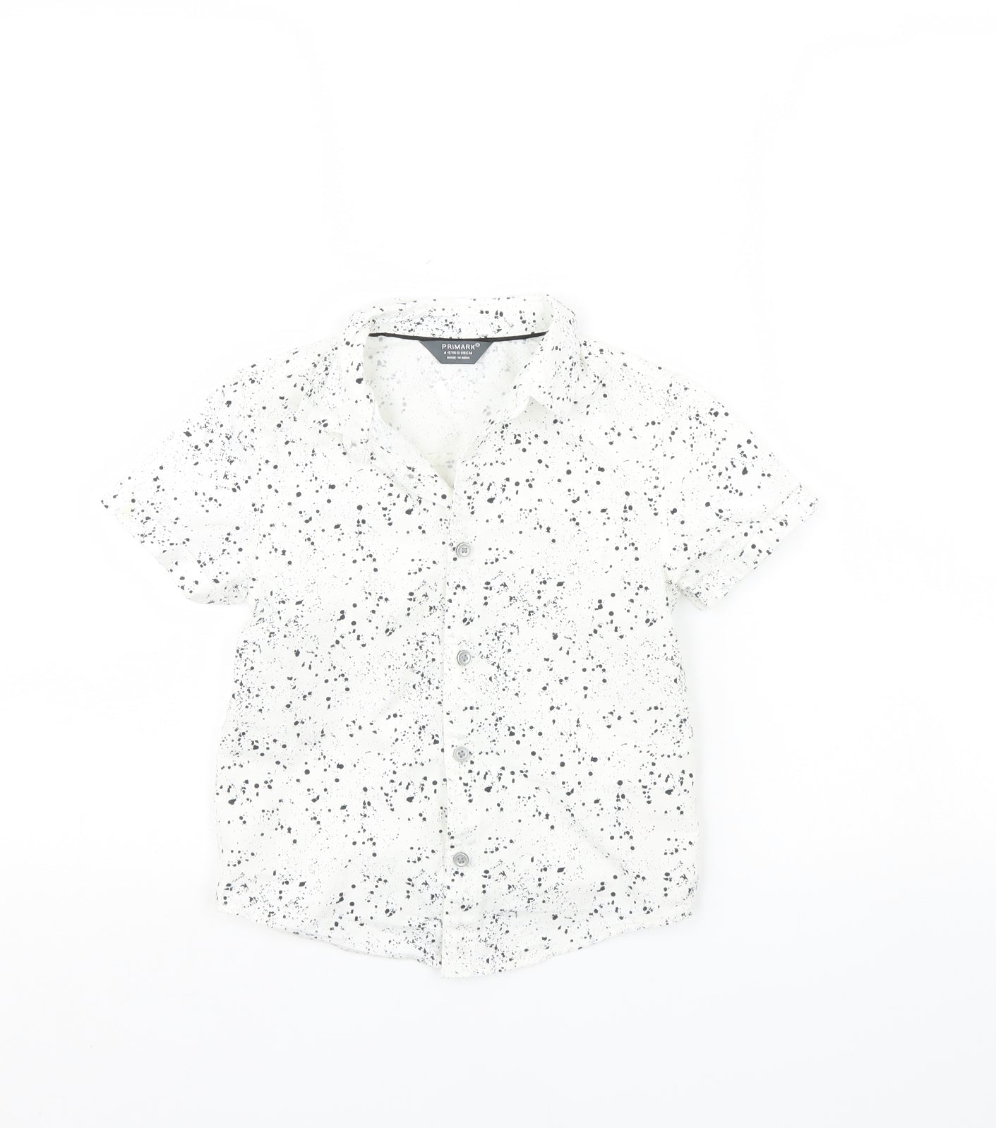 Primark Boys White Polka Dot  Basic Button-Up Size 4 Years