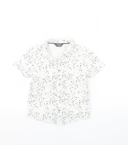 Primark Boys White Polka Dot  Basic Button-Up Size 4 Years
