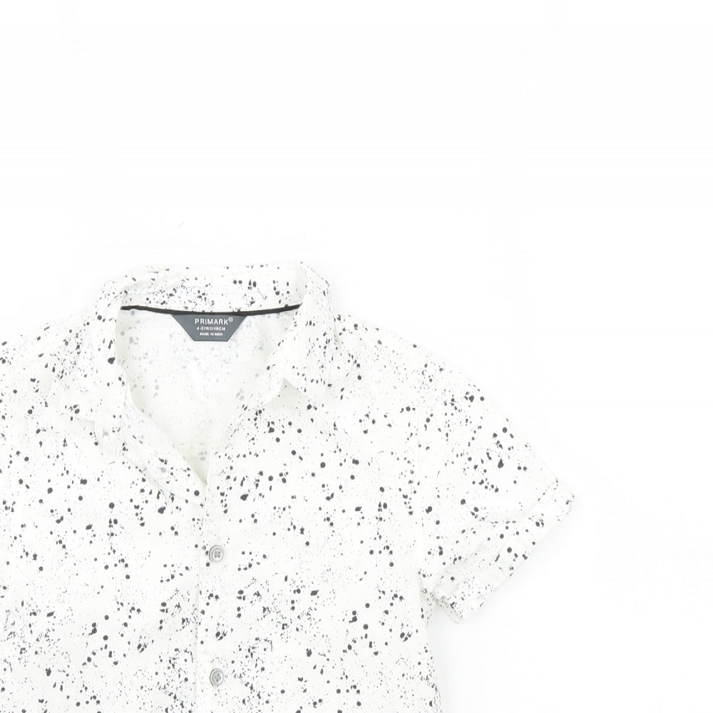Primark Boys White Polka Dot  Basic Button-Up Size 4 Years